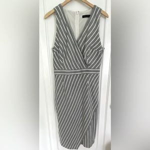 Banana Republic Wrap Striped Linen Midi Dress